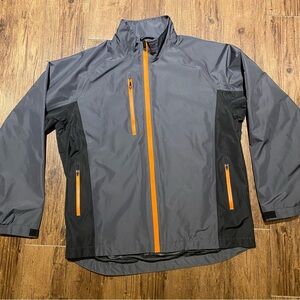 Men's Stylish Windbreaker in Gray and Black with Orange golf